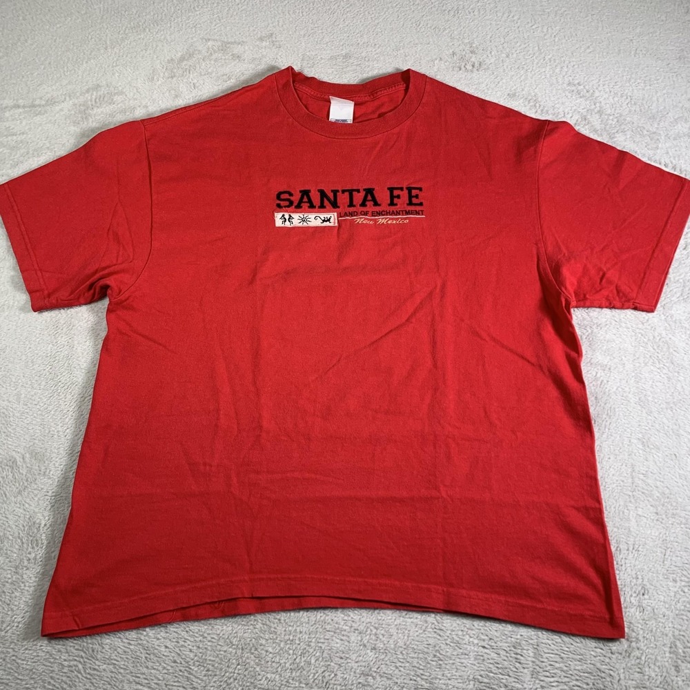 Vintage Santa Fe New Mexico Shirt Mens XL Red Intex Land Of Enchantment Graphic